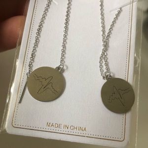3/$15 Nursing Earrings Silver Heartbeat Disc Drop Chain Threader Earrings